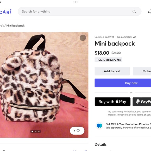 ‘Claire’s’ Faux Fur Leopard Mini Backpack w/Ears (#4) - Picture 8 of 8